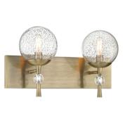 Minka Lavery Populuxe 2 Light 18" Wide Vanity Light with Clear Volcanic Glass Oxidized Aged Brass