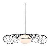 Minka Lavery Langley 24" Wide Pendant with Etched Opal Glass Shade Dark Matte Black