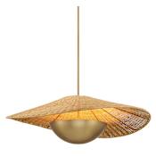 Minka Lavery Nestor 3 Light 36" Wide Multi Light Pendant with Natural Rattan Shade Legacy Brass