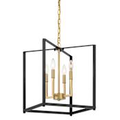 Minka Lavery Colwick 4 Light 14" Wide Taper Candle Pendant Coal Black / Signature Brass