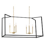 Minka Lavery Colwick 6 Light 48" Wide Taper Candle Style Linear Chandelier Coal Black / Signature Brass