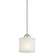 Minka Lavery 1730 Series 1 light 6" Wide Mini Pendant with Etched Glass Shade Polished Nickel