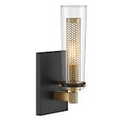 Minka Lavery Emmerham 12" Tall Wall Sconce with Clear Glass Shade Coal / Soft Brass