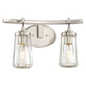 Minka Lavery Poleis 2 Light 16" Wide Vanity Light with Clear Glass Brushed Nickel