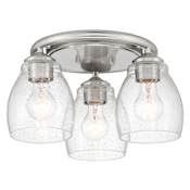 Minka Lavery Winsley 3 Light Semi-Flush Vantage Ceiling Fixture with Seedy Glass Shades Brushed Nickel