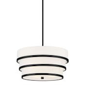 Minka Lavery Cascade 3 Light 18" Wide Pendant with White Linen Coal