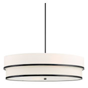 Minka Lavery Cascade 4 Light 32" Wide Pendant with White Linen Coal