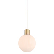 Minka Lavery Fenton 10" Wide Mini Pendant with Ribbed Glass Shade Legacy Brass