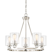 Minka Lavery Studio 5 5 Light 26" Wide Chandelier with Crystals Polished Nickel