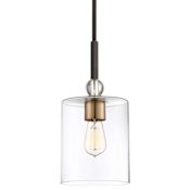Minka Lavery Studio 5 Single Light 7" Wide Mini Pendant Painted Bronze with Natural Brushed Brass