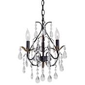 Minka Lavery 3 Light 14" Wide Mini Crystal Chandelier from the Mini Chandeliers Collection Castlewood Walnut
