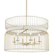 Minka Lavery Park Slope 6 Light 30" Wide Multi Light Pendant with Faux Alabaster Ring Nouveau Gold