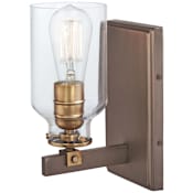 Minka Lavery 1 Light 5" Wide Bathroom Sconce with Clear Glass Shades from the Morrow Collection Harvard Court Bronze w/ Gold Highlights