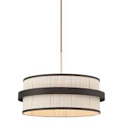 Minka Lavery Harbor Wrap 6 Light 28" Wide Multi Light Pendant with Cotton Shades Dark Bronze / Painted Legacy Brass