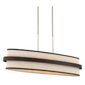 Minka Lavery Harbor Wrap 8 Light 48" Wide Linear Chandelier with Cotton Shades Dark Bronze / Painted Legacy Brass