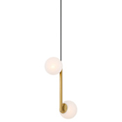 Minka Lavery Curven 2 Light 12" Wide Multi Light Pendant with Etched Glass Shades Legacy Brass
