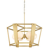 Minka Lavery Shimmer 6 Light 31" Wide Multi Light Pendant with Etched Opal Glass Shades Legacy Brass