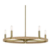 Minka Lavery Windward Passage 5 Light 27" Wide Ring Chandelier with Natural Rope Shade Soft Brass