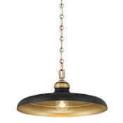 Minka Lavery Crowne 16" Wide Pendant Dark Matte Black / Legacy Brass