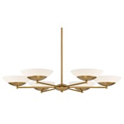 Minka Lavery Solara 6 Light 36" Wide LED Chandelier with Faux Alabaster Shades Legacy Brass