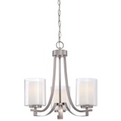 Minka Lavery Parsons Studio 3 Light 18" Wide Vantage Chandelier with Clear / Etched White Glass Shades Brushed Nickel