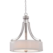 Minka Lavery Parsons Studio 3 Light 21" Wide Vantage Drum Pendant with Translucent Silver / Off-White Linen Shades Brushed Nickel