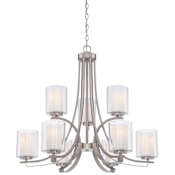 Minka Lavery Parsons Studio 9 Light 32" Wide Vantage Chandelier with Clear / Etched White Glass Shades Brushed Nickel