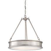 Minka Lavery Harbour Point 3 Light 19" Wide Pendant with Etched Glass Shade Brushed Nickel