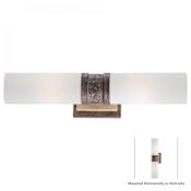 Minka Lavery 2 Light Double Sconce Wall Sconce from the Compositions Collection Aged Patina Iron With Travertine Stone