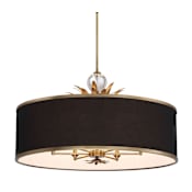Minka Lavery Caprio 6 Light 33" Wide Multi Light Pendant with Cloth Shade Natural Brushed Brass