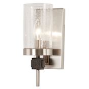 Minka Lavery Bridlewood 1 Light 4-1/2" Wide Bathroom Sconce with Seedy Glass Shade Stone Grey with Brushed Nickel