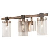 Minka Lavery Bridlewood 3 Light 23" Wide Bathroom Vanity Light with Seedy Glass Shades Stone Grey with Brushed Nickel
