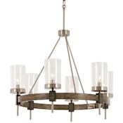 Minka Lavery Bridlewood 6 Light 28" Wide Taper Candle Ring Chandelier with Seedy Glass Shades Stone Grey with Brushed Nickel