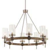 Minka Lavery Bridlewood 8 Light 32" Wide Taper Candle Ring Chandelier with Seedy Glass Shades Stone Grey with Brushed Nickel