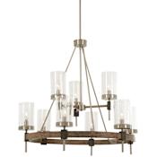 Minka Lavery Bridlewood 9 Light 32" Wide Taper Candle Ring Chandelier with Seedy Glass Shades Stone Grey with Brushed Nickel