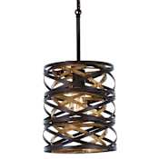 Minka Lavery Vortic Flow 1 Light 9" Wide Mini Pendant with Metal Shade Dark Bronze with Mosaic Gold