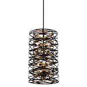 Minka Lavery Vortic Flow 6 Light 14" Wide Taper Candle Pendant with Metal Shade Dark Bronze with Mosaic Gold