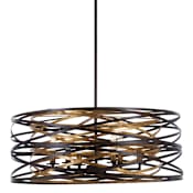 Minka Lavery Vortic Flow 6 Light 26" Wide Chandelier with Metal Shade Dark Bronze with Mosaic Gold