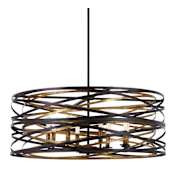 Minka Lavery Vortic Flow 8 Light 30" Wide Chandelier with Metal Shade Dark Bronze with Mosaic Gold