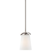 Minka Lavery Overland Park 1 Light 5" Wide Vantage Mini Pendant with Etched White Glass Brushed Nickel