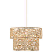 Minka Lavery Bungalow Heaven 5 Light 26" Wide Multi Light Pendant with Papyrus Rope Shades Soft Brass