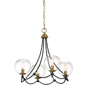 Minka Lavery Kearney Park 4 Light 23" Wide Vantage Chandelier with Clear Glass Coal / Soft Brass