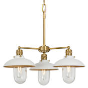 Minka Lavery Downtown Edison 3 Light 23" Wide Chandelier with Clear Glass Shades White / Soft Brass