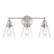 Minka Lavery Barwell 3 Light 24" Wide Vanity Light with Clear Glass Shades Brushed Nickel