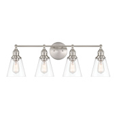 Minka Lavery Barwell 4 Light 33" Wide Vanity Light with Clear Glass Shades Brushed Nickel
