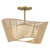 Minka Lavery Key Largo 1 Light 16" Wide Semi-Flush Ceiling Fixture with Natural Rope Shade Soft Brass
