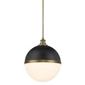 Minka Lavery Vorey 17" Wide Pendant with Etched Opal Glass Coal / Oxidized Aged Brass