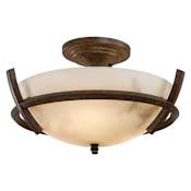 Minka Lavery Calavera 3 Light 14" Wide Semi-Flush Ceiling Fixture with Alabaster Dust Glass Nutmeg