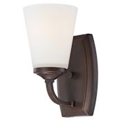 Minka Lavery Overland Park 1 Light 9" Tall Vantage Bathroom Sconce with Etched Glass Shade Vintage Bronze