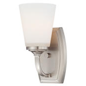 Minka Lavery Overland Park 1 Light 9" Tall Vantage Bathroom Sconce with Etched Glass Shade Brushed Nickel